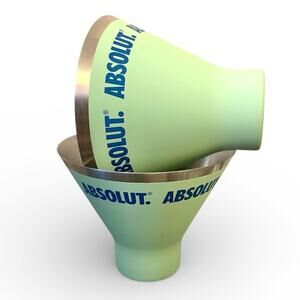 Absolut Vodka Green Metal Stainless Steel Soft Touch Stemless Martini Glass Set